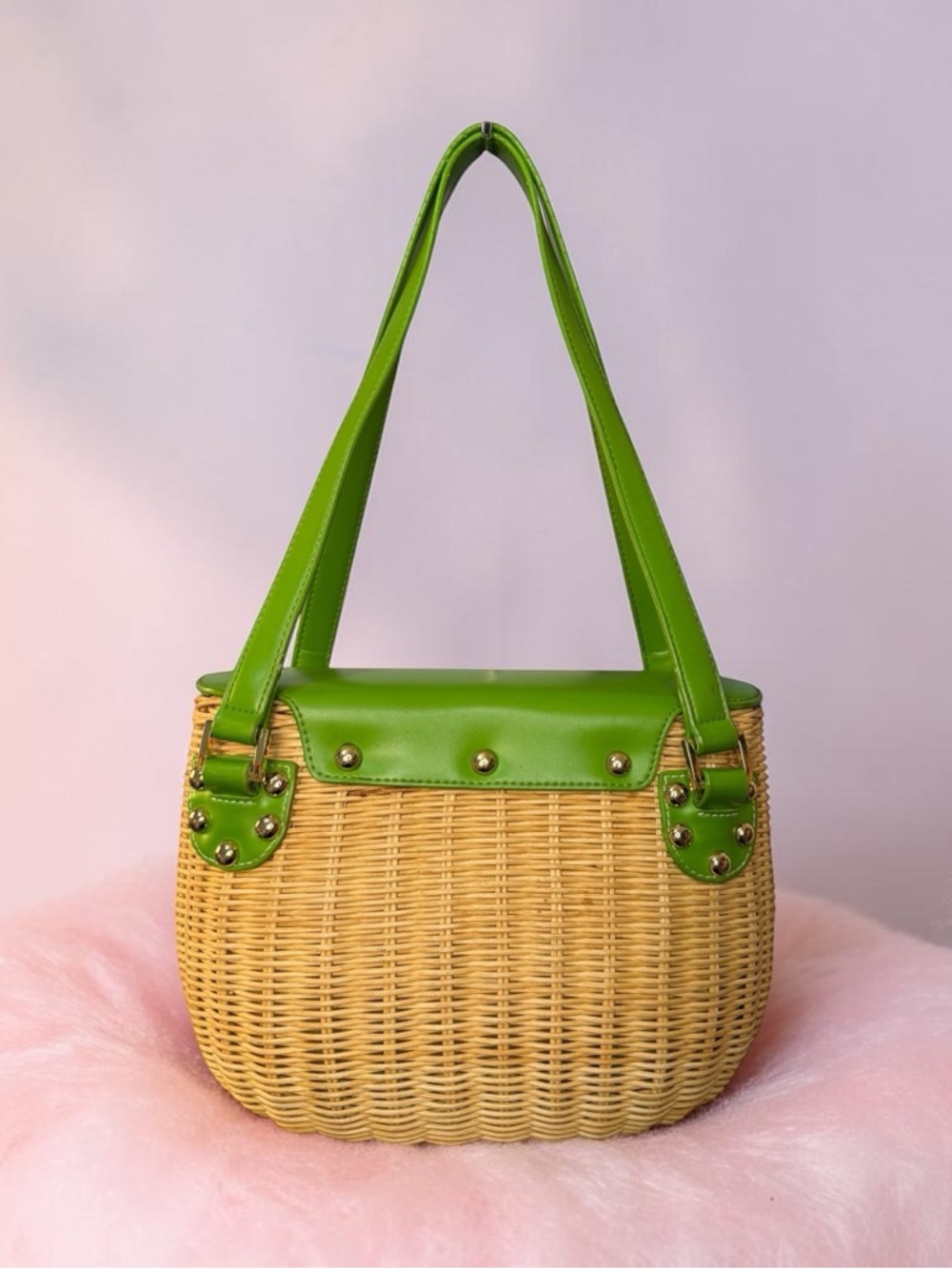 Vintage 70s Etienne Aigner Rattan Basket Handbag Top Handle Rare (A655) - Picture 4 of 16